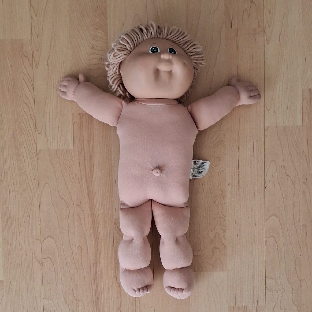 Vintage 1980s Cabbage Patch Boy Blonde Hair Green Eyes Dimple No Clothes